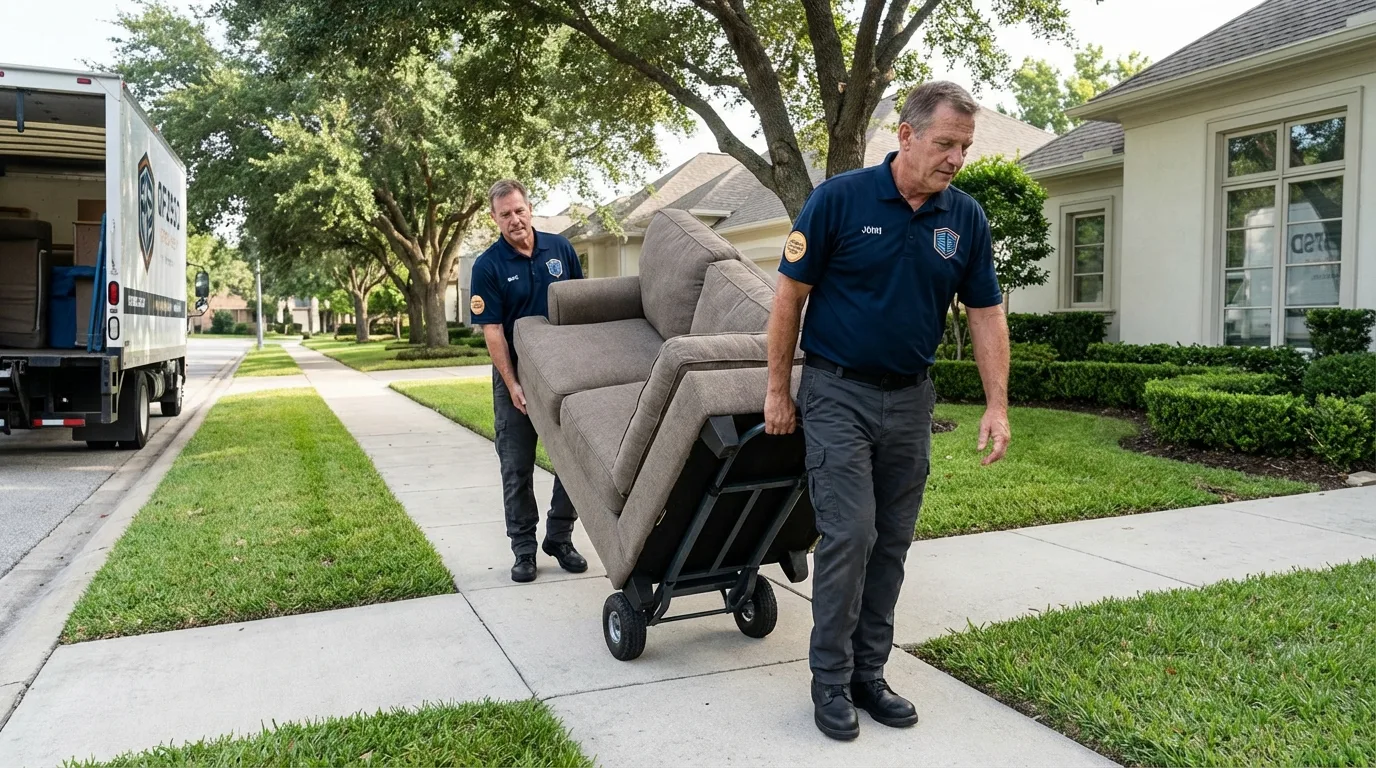 Local residential moving crew loading furniture in Fort Loramie, OH