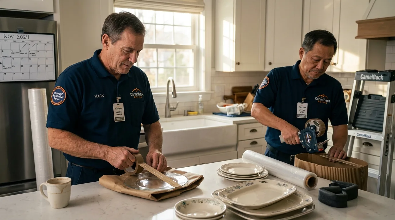 Professional crew packing kitchen dishware in Fort Loramie, OH
